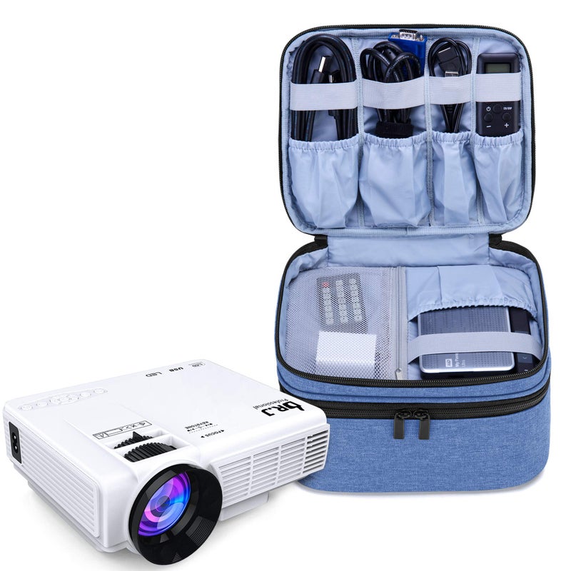 LUXJA Carrying Bag Compatible with DR.J Mini Projector, Portable Case for Mini Projector and Accessories, Blue - Image 1